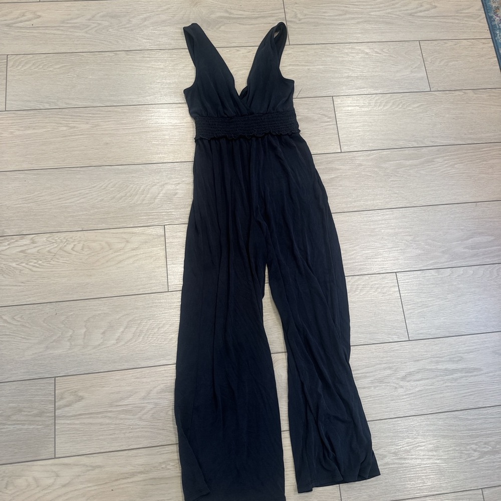 Urban Outfitters Black Wide-Leg Jumpsuit with Cross-Back Straps